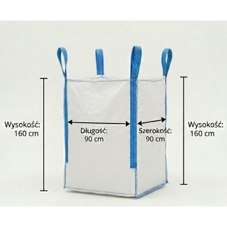 Worek Big Bag 90x90x160 mocny kontener 1500KG ,gruz, odpady, kruszywo