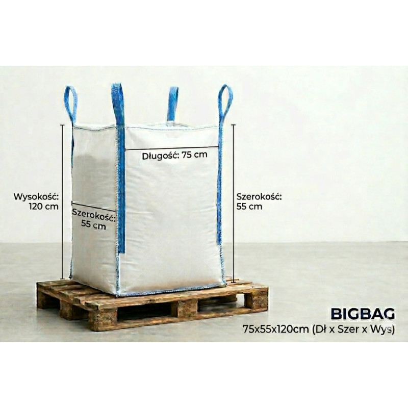 Worek Big Bag worek 55x75x120cm 1000KG odpady, gruz, mały worek POD PALETE
